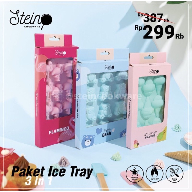 Stein cookware silicone ice tray/Mold flamingo/Teddy bear/Ice cream cetakan es/Ice Tray