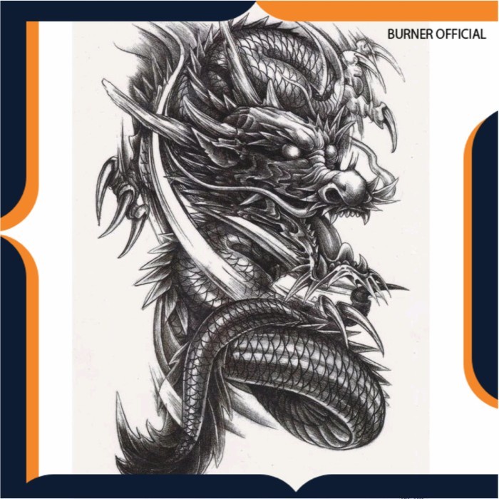 TATO NAGA TEMPEL TEMPORER DRAGON NAGA PRIA / Temporary Tatoo palsu sticker