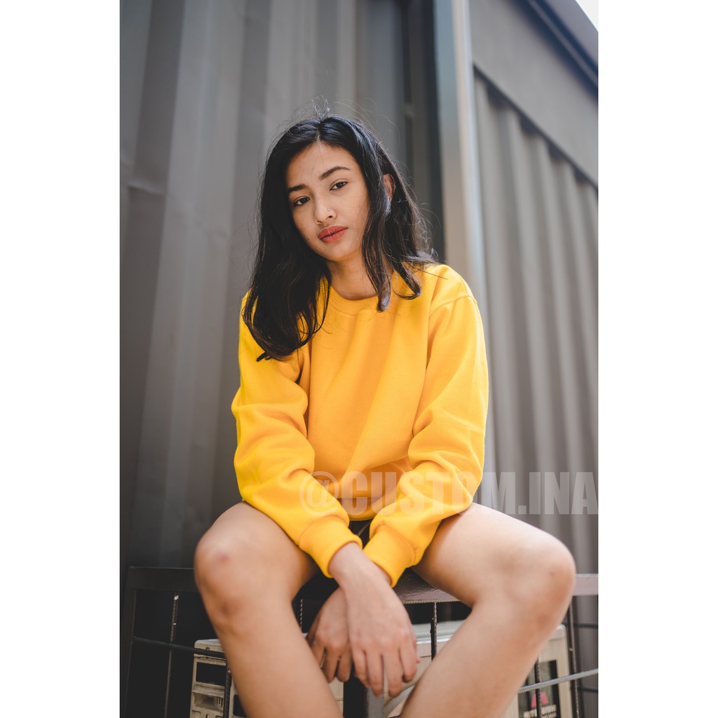 Basic Sweater Polos Oblong Crewneck Sweatshirt Pria Wanita Size M - XXXL-5