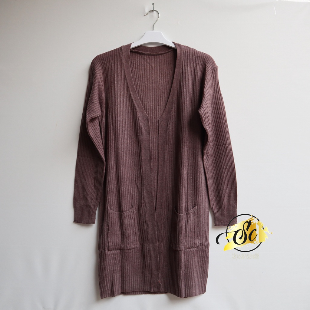 [✅COD]Long Cardigan BELLE OVERSIZE / Cardy Wanita Rajut Halus Premium-BURGUNDY