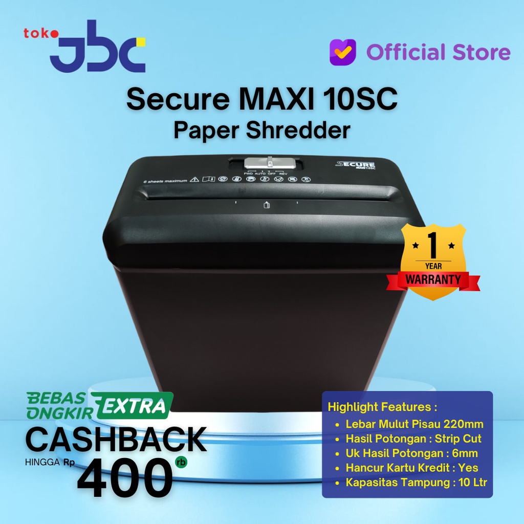 Secure Maxi 10SC Paper Shredder Mesin Penghancur Kertas 10SC