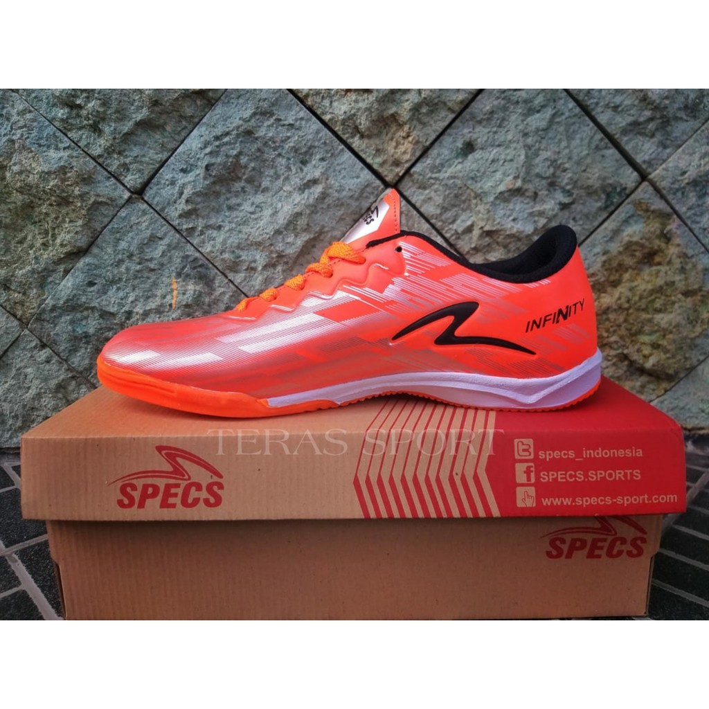 Paket Sepatu futsal specs invinity super simic-orange