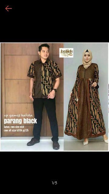 Gamis Parang Black Couple Batik Sarimbit Muslim Kondangan Casual