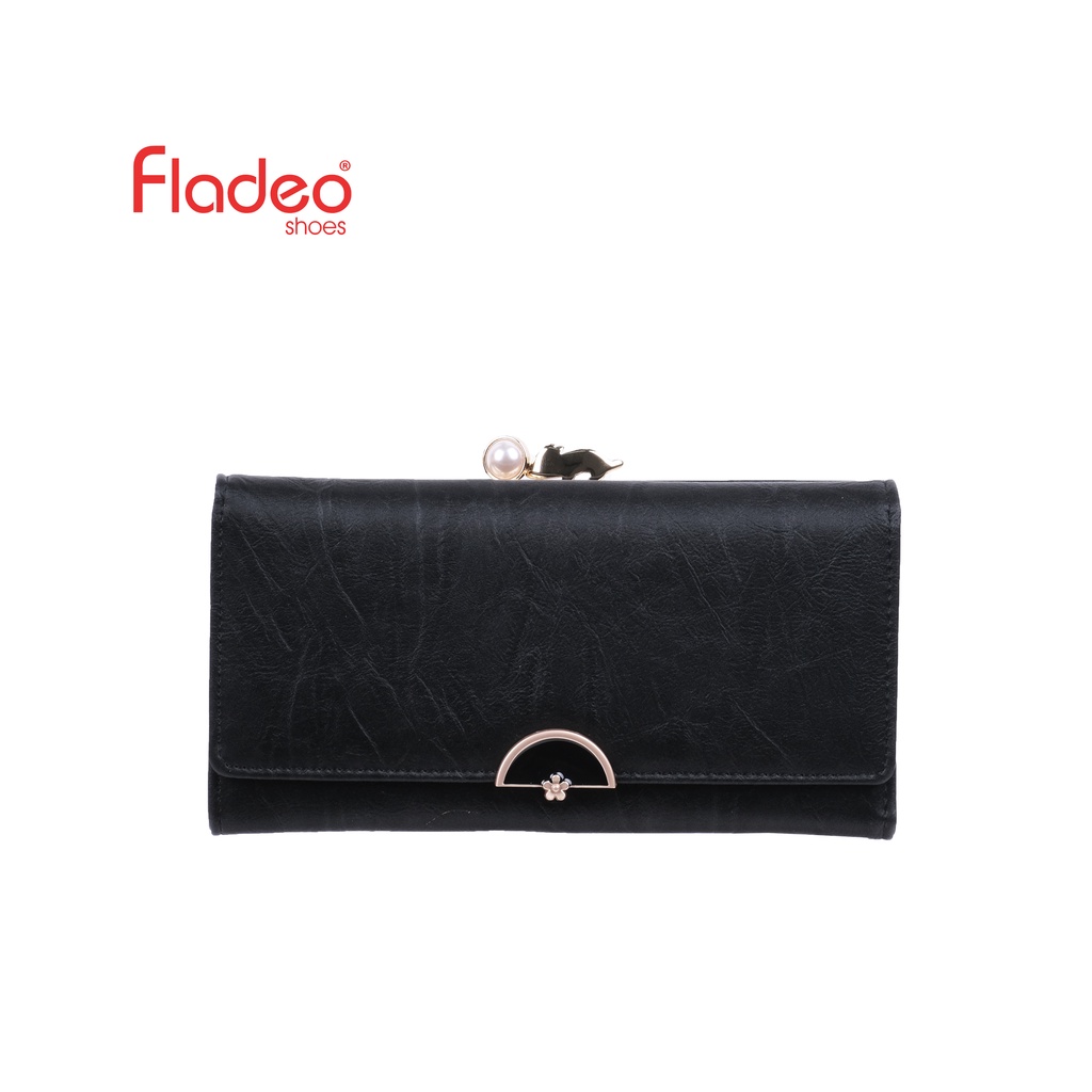 Fladeo I21/QD194-AH/Dompet Lipat Panjang Wanita [ Flap Wallet ] - Black
