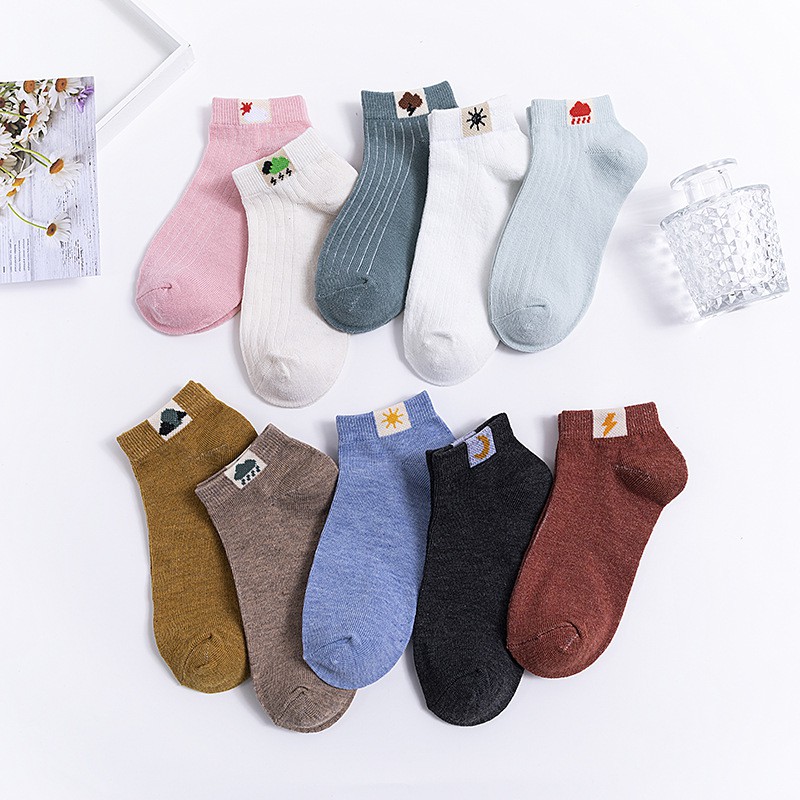 OVERFLOWS.ID Kaos kaki Polos Motif Cuaca Weather Ankle Sock Ala Korea