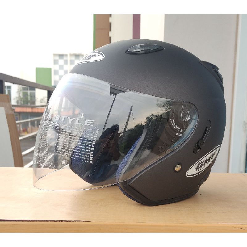 HELM MOTOR SNI HALF FACE DOUBLE VISOR GUNMET CENTRO ORIGINSL  GMT GREY DOFF