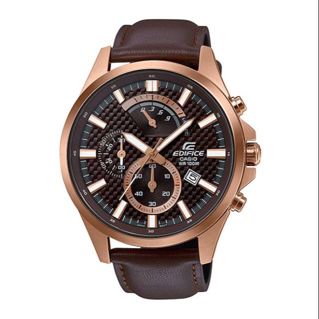 Casio Edifice Type EFV-530GL-5A Original / Jam Tangan Casio Pria / Tali Kulit Coklat