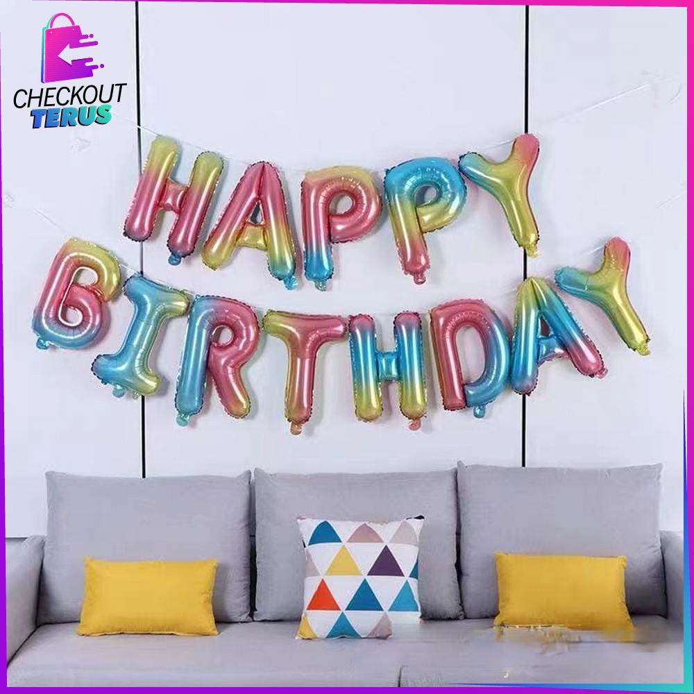 CT C390 Ballon Foil Gradient Polos Abjad Alphabet Balon Huruf A-Z Balon Foil Angka 0-9 Balon Foil Huruf Abjad Alphabet Polos Perlengkapan Pesta Ulang tahun