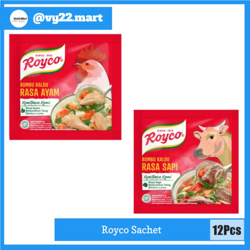 

Royco Kaldu Ayam/Sapi Bumbu Penyedap Masakan 8gr 1Sachet = 12Pcs
