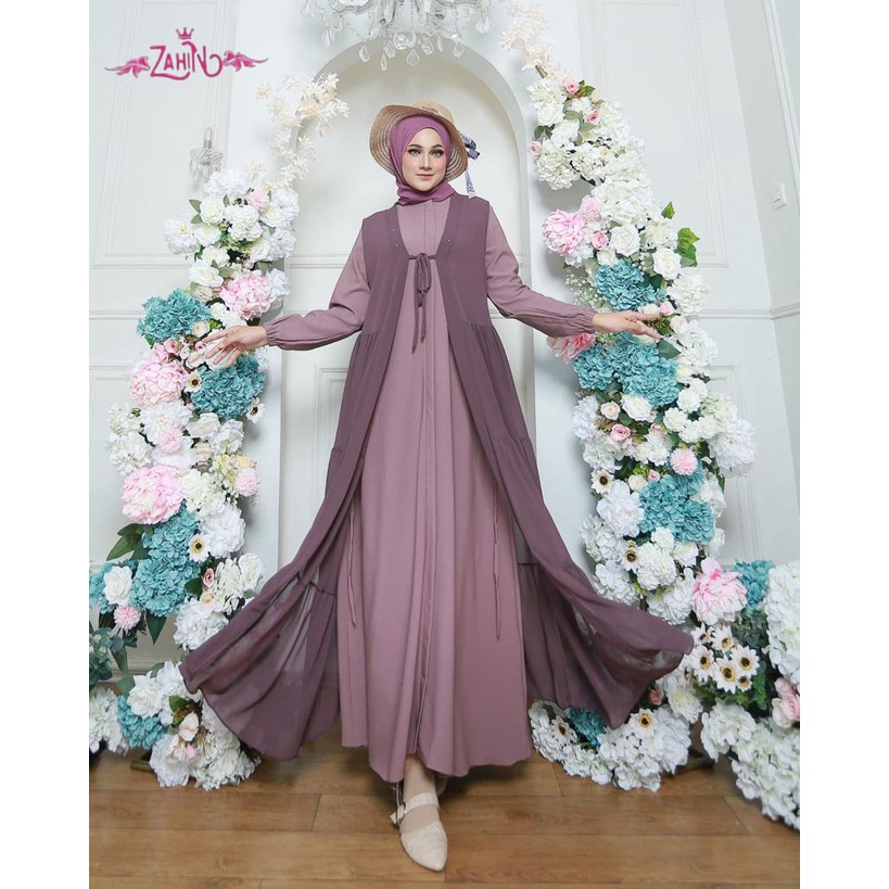 DRESS SET OUTER AYYURA ORI ZAHIN GAMIS SET OUTER AYYURA FASHION MUSLIMAH GAMIS WANITA DRESS MUSLIMAH