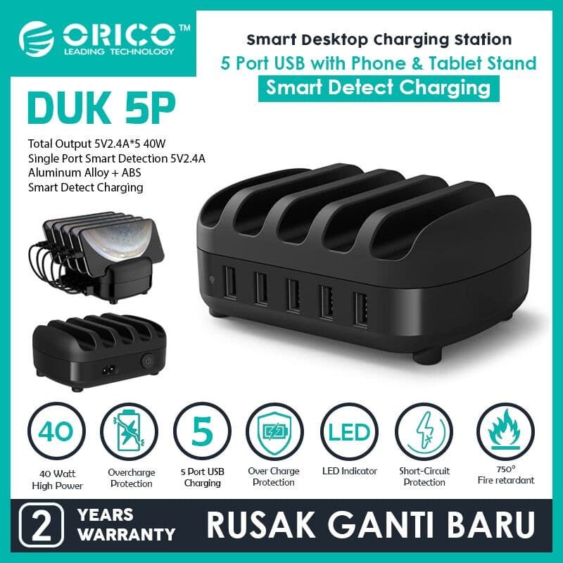 ORICO DUK-5P 5Ports USB Smart Charging Station with Phone&amp;Tablet Stand