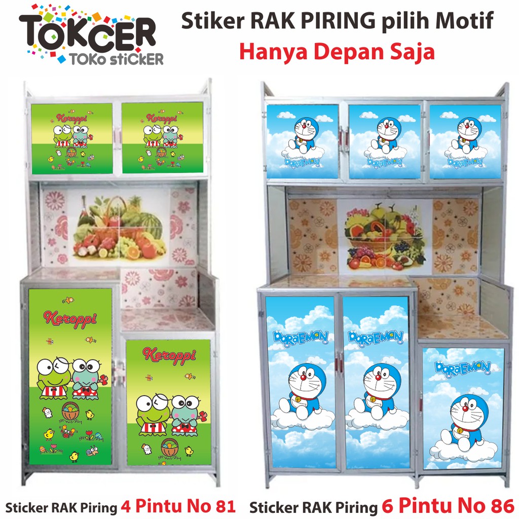 Stiker Rak PIRING 4 Pintu dan 6 Pintu