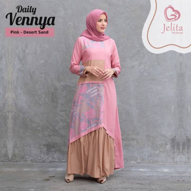 VENNYA DRESS JELITA MUSLIMAH GAMIS CASUAL