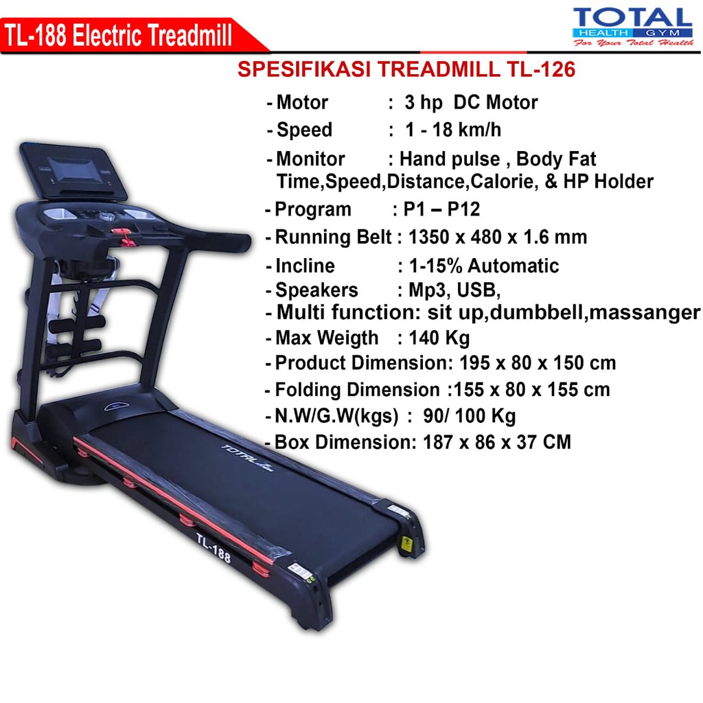 Treadmill Elektrik Total TL-188