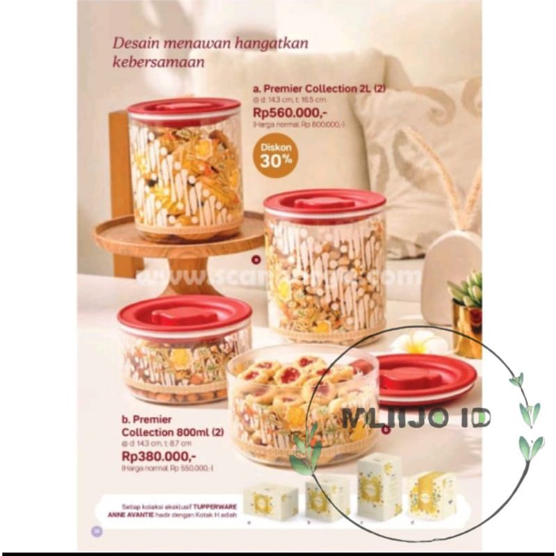 TUPPERWARE  Anne Avantie Premiere Collection set (2) with box Toples kue motif Batik 800 ml dan 2 Li
