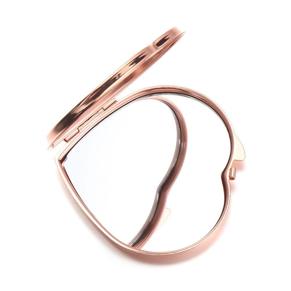 TOP Cermin Rias Fashion Wanita Lady Portable Pocket Makeup Tools Metal Rose Gold