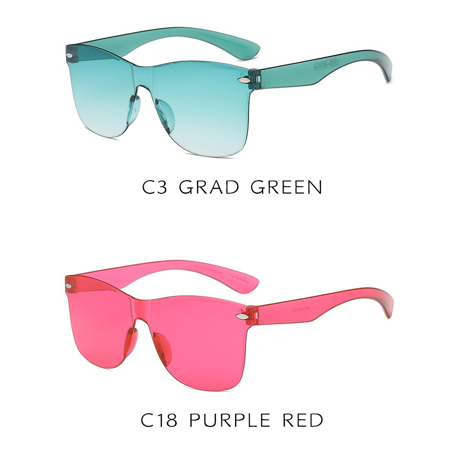 (YUZHU) Bayar di Tempat Trendy Oversized Candy Color Kacamata Hitam Wanita/Pria Square Sunglasses