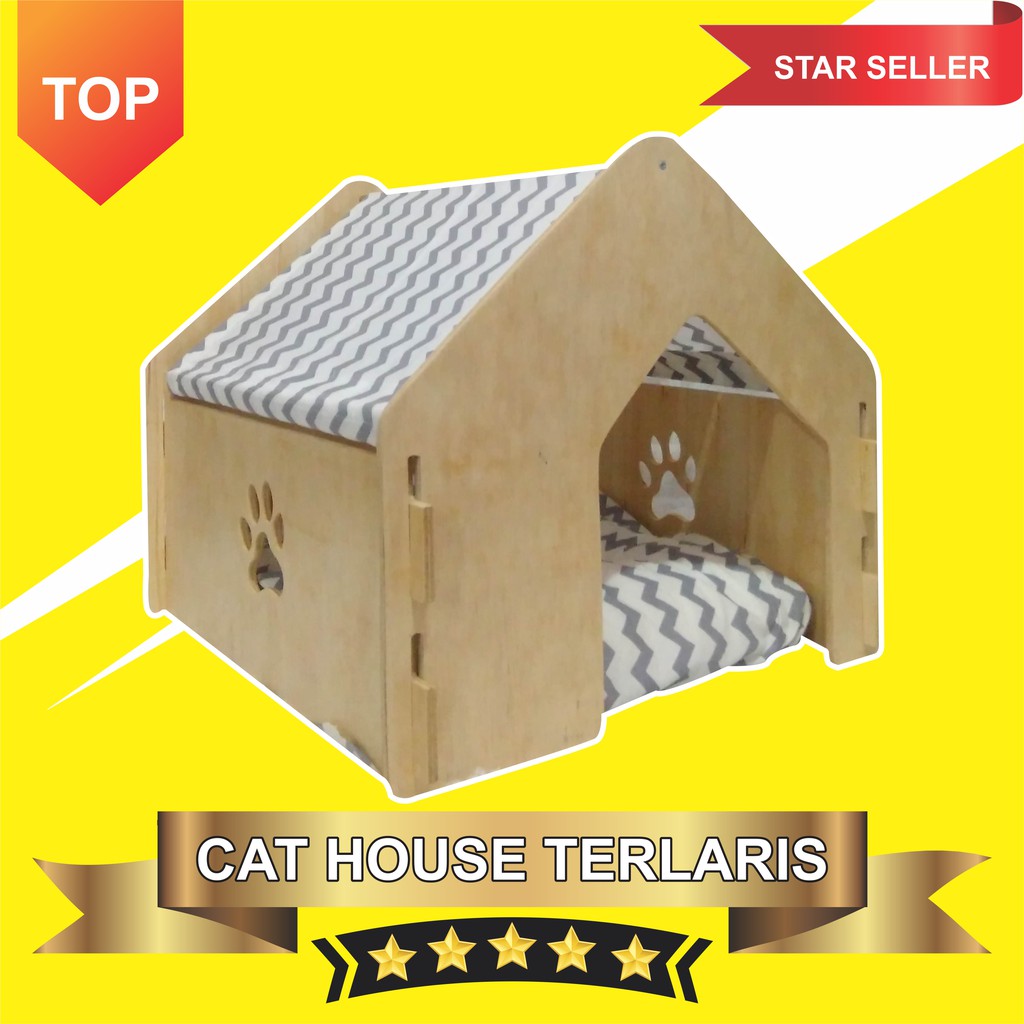 Jual TERLARIS Kandang Kucing Rumah Kucing Tempat Tidur Kucing Dari Kayu Berkualitas Model PIKO Indonesia Shopee Indonesia