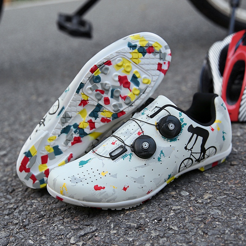 Sepatu Sepeda Pria Dan Wanita Roadbike Non Cleat Sepatu Gowes Balap Graffiti Import SIZE 37-44 Ringan Cycling Shoes MTB 120