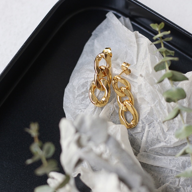 Anting Titanium Sisik Naga Gold 18K Vintage Korea Fashion Style