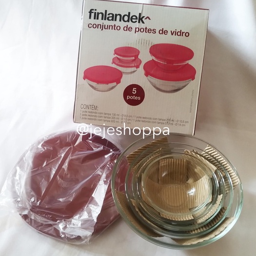 Mangkok kaca susun Finlandek import isi 5 set