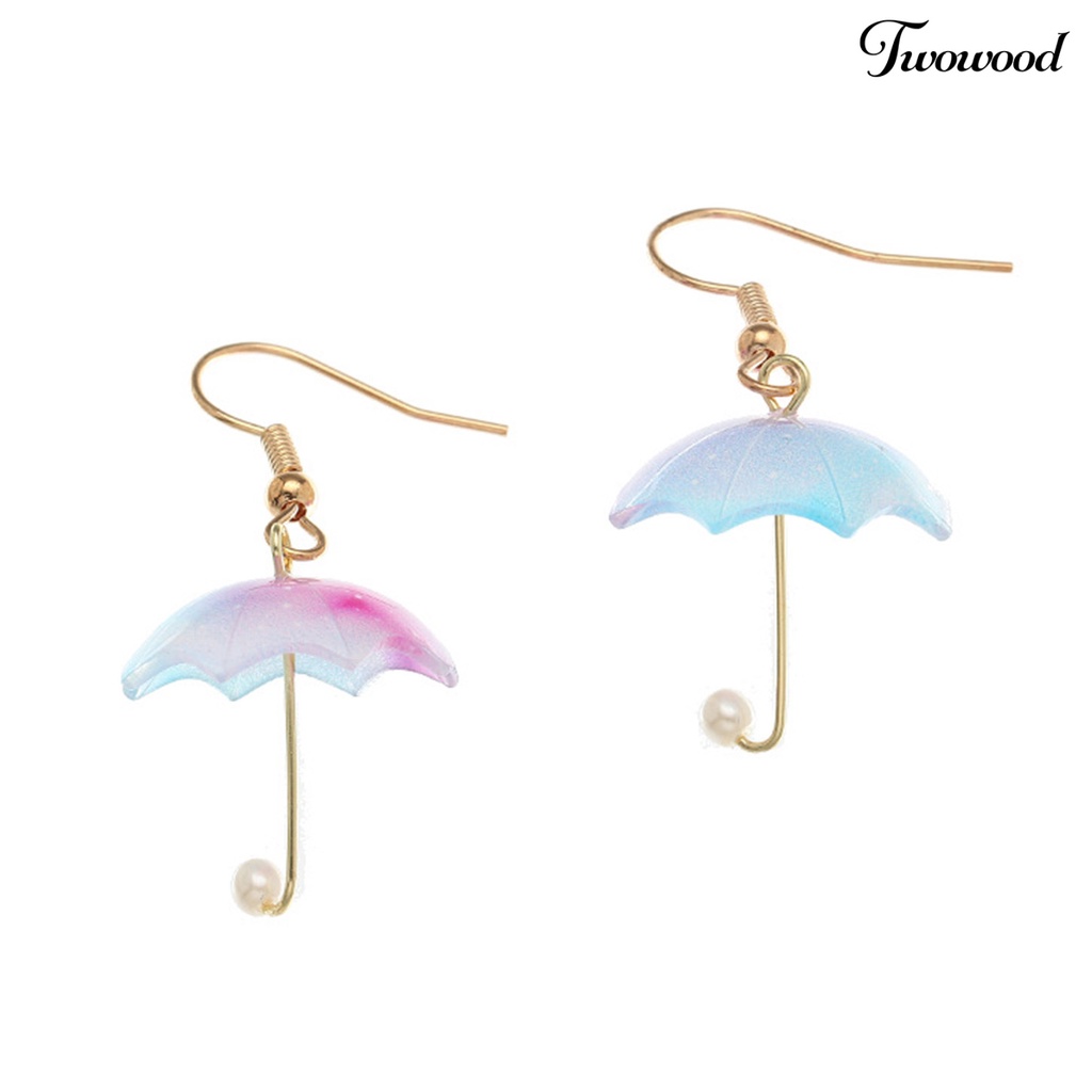 Twowood 1 Pair Women Earrings Umbrella Contrast Color Jewelry All Match Lightweight Cute Hook Earrings for Wedding