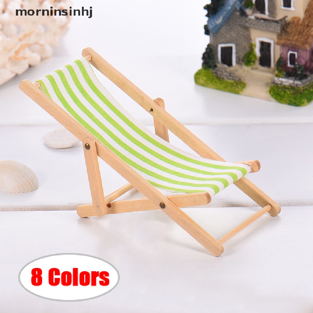 Mornin Miniatur Kursi Pantai Multiwarna Skala 1: 12 Untuk Aksesoris Rumah Boneka Diy