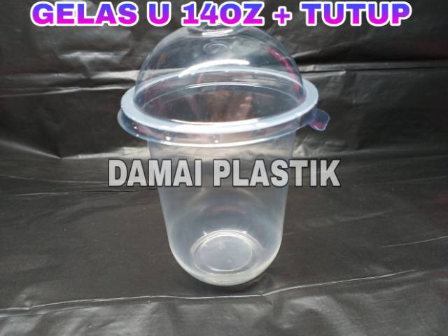 Gelas Oval + Tutup Cembung 16oz 14oz 12oz Cup U + Lid  Cup 16 oz 14 oz 12 oz Gelas Plastik Sedotan