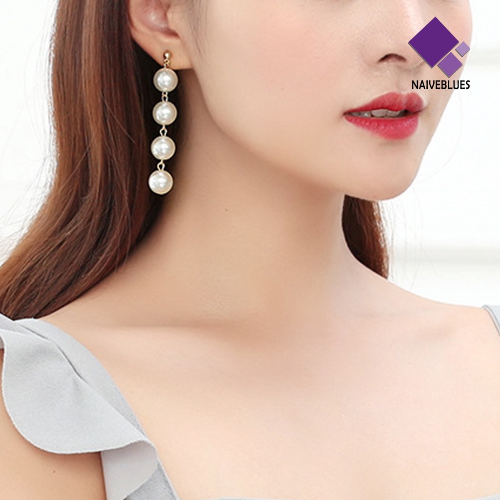 Anting Juntai Desain Mutiara Tiruan Bahan Alloy