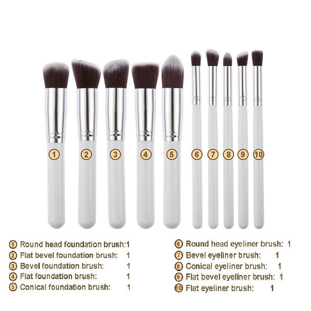 Set Kuas Make Up Kosmetik Wajah Mata 10 PCS Cosmetic MakeUp Brushes Kabuki Brush F008