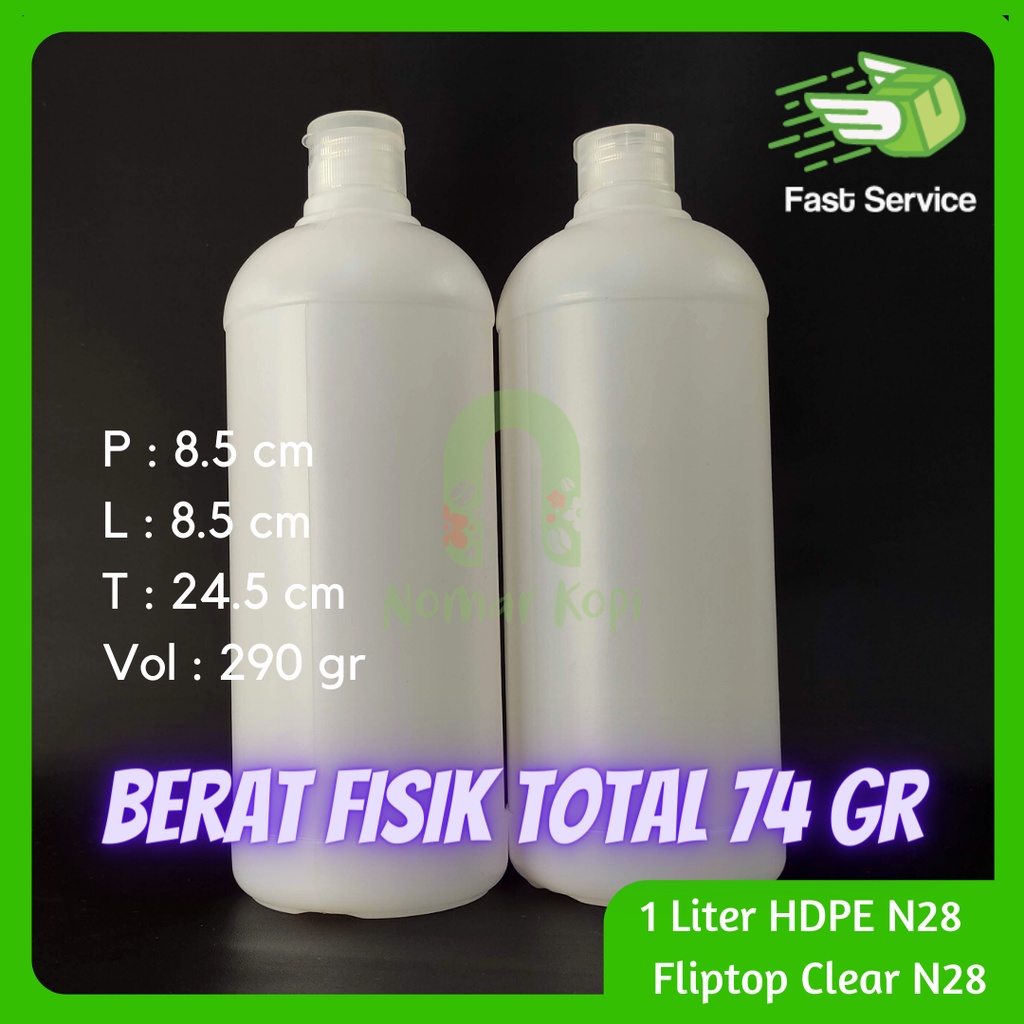 BOTOL 1 LITER HDPE FLIPTOP TEBAL SERBAGUNA SANITIZER