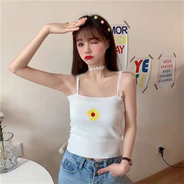 Tanktop daisy - tank top wanita - tank top crop - pakaian dalam - bordir-4
