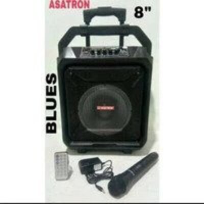 Speaker Wireless Party Meeting Bluetooth 8&quot;+mic+remote BLUES ASATRON