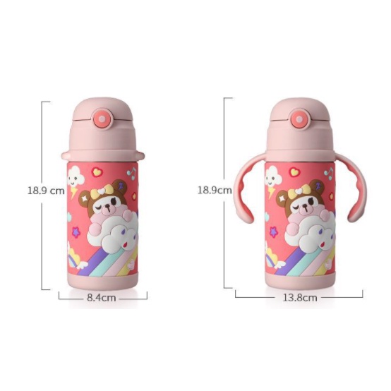 MAGIC BEAR thermos vaccum bottle dengan sedotan dan 2 tali handle dan strap 503