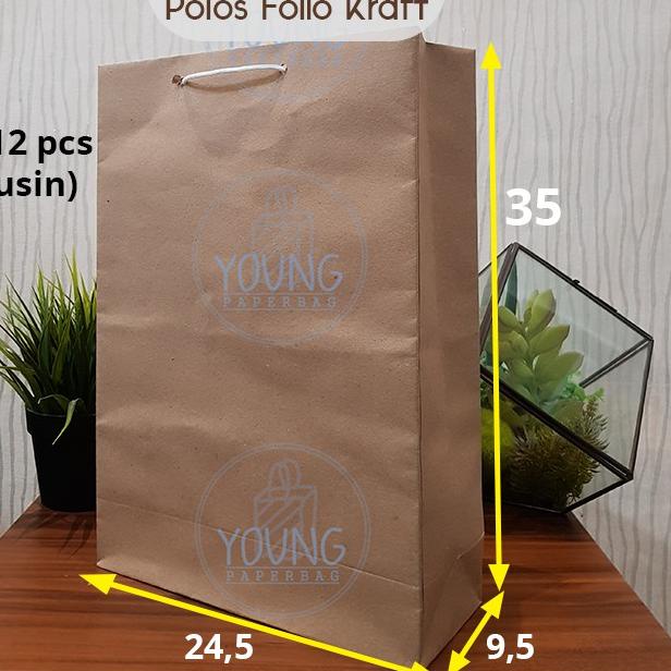 

Kekinian - Paper Bag / Tas Kertas Folio Polos Uk.24,5x9,5x35 1 lusin (12pcs) ✔