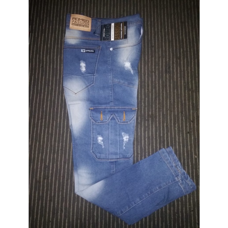 Celana Crago JEANS Pria Sobek Jins Kargo Cowok Premium Original Kreator Apparel Denim