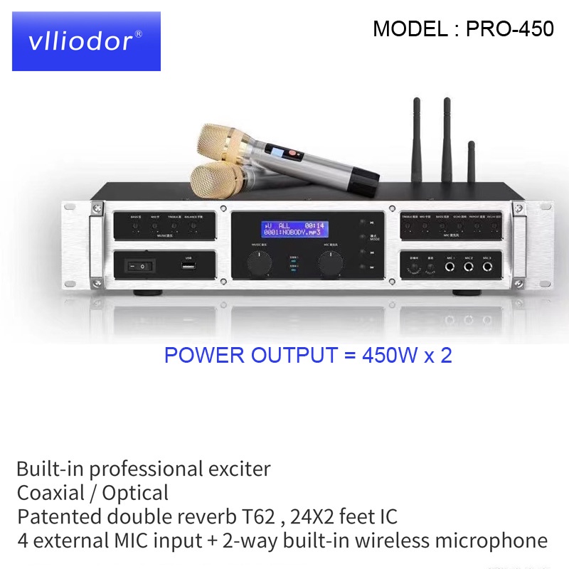 AMPLIFIER VLLIODOR PRO-450 BLUETOOTH PENGERAS SUARA POWER AMPLIFIER