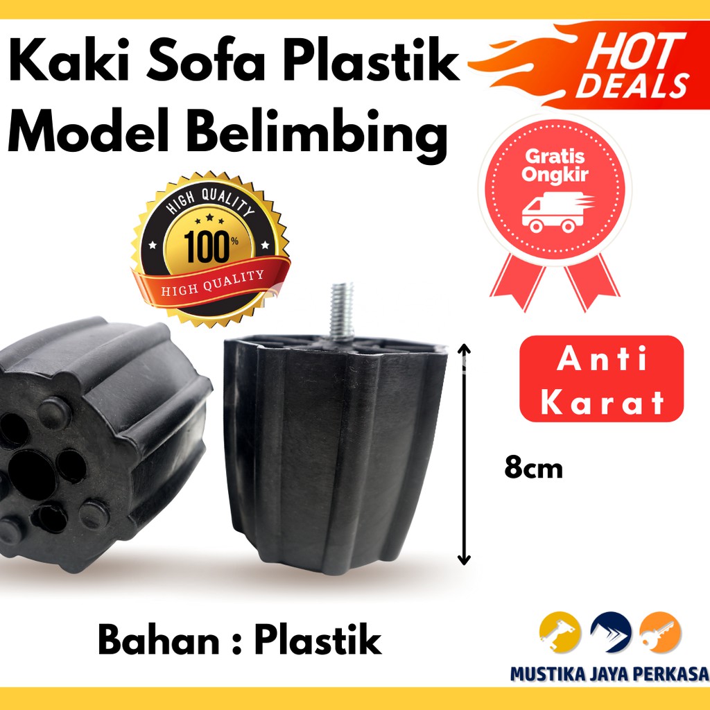 Kaki Sofa Plastik Model Belimbing Tinggi 8 Cm