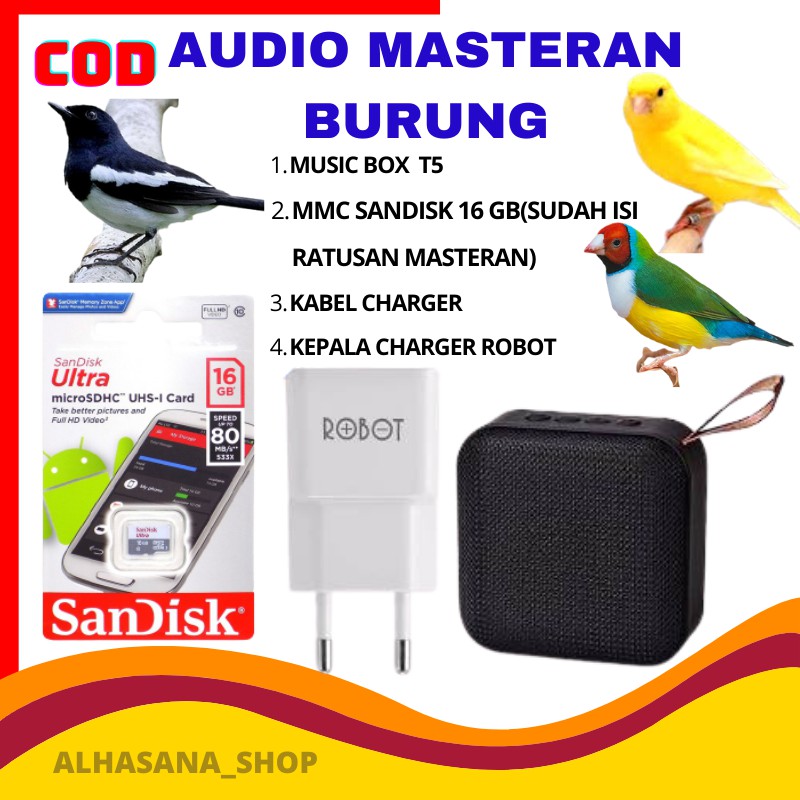 PAKET MASTERAN BURUNG KICAU FULL/AUDIO MASTERAN BURUNG MP3 RATUSAN MASTERAN/MEMORY CARD 16GB SANDISK