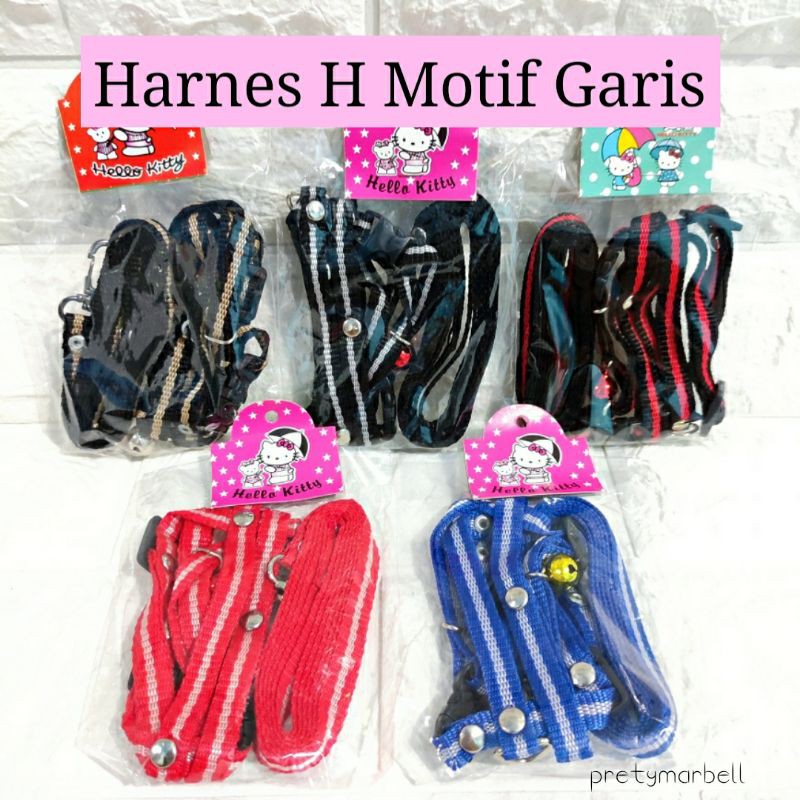 Harness H Motif Garis Tali Badan Hewan Peliharaan Kucing Kelinci Murah