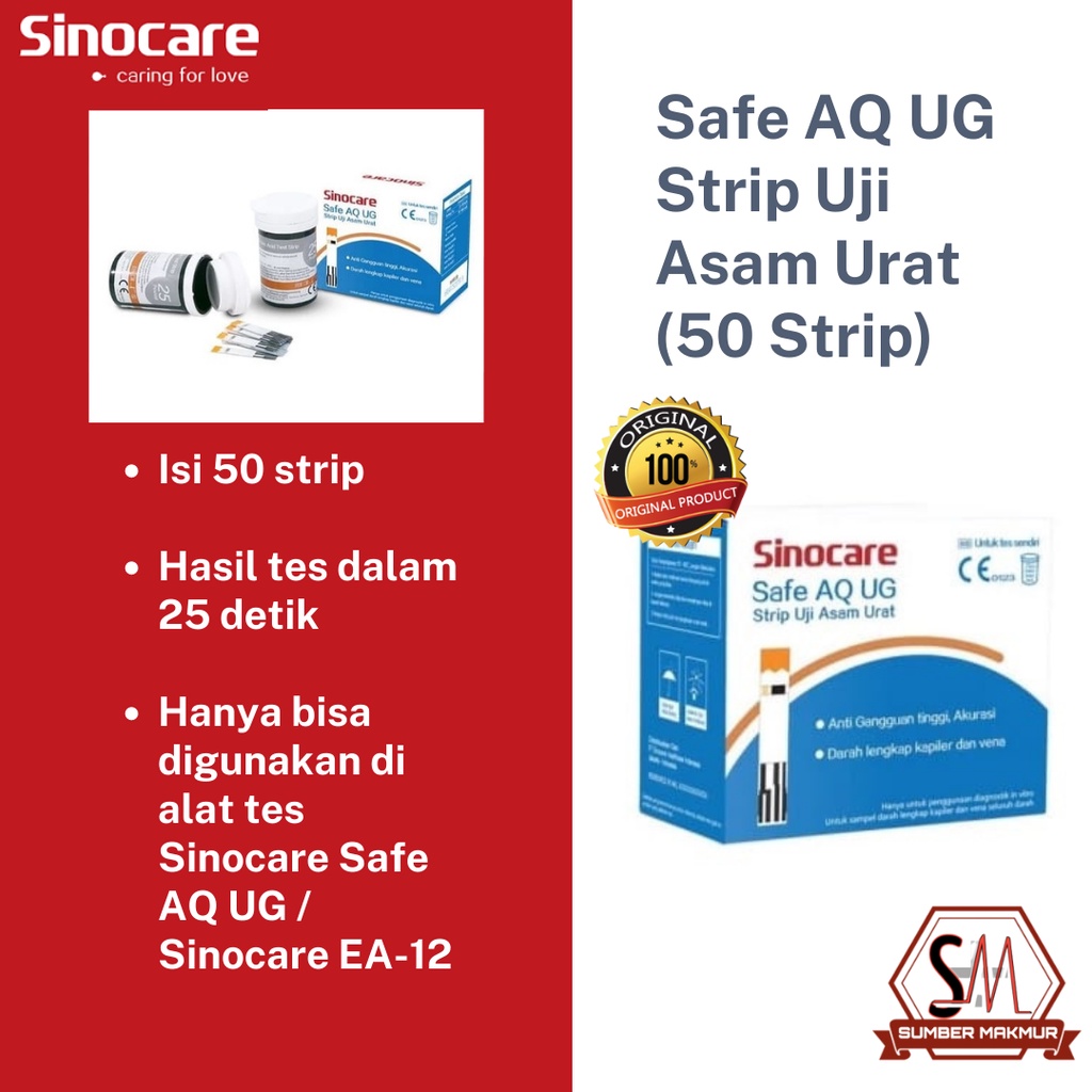 Strip Uji Asam Urat | Strip Test Asam Urat Sinocare Safe AQ UG  (50 Strip)