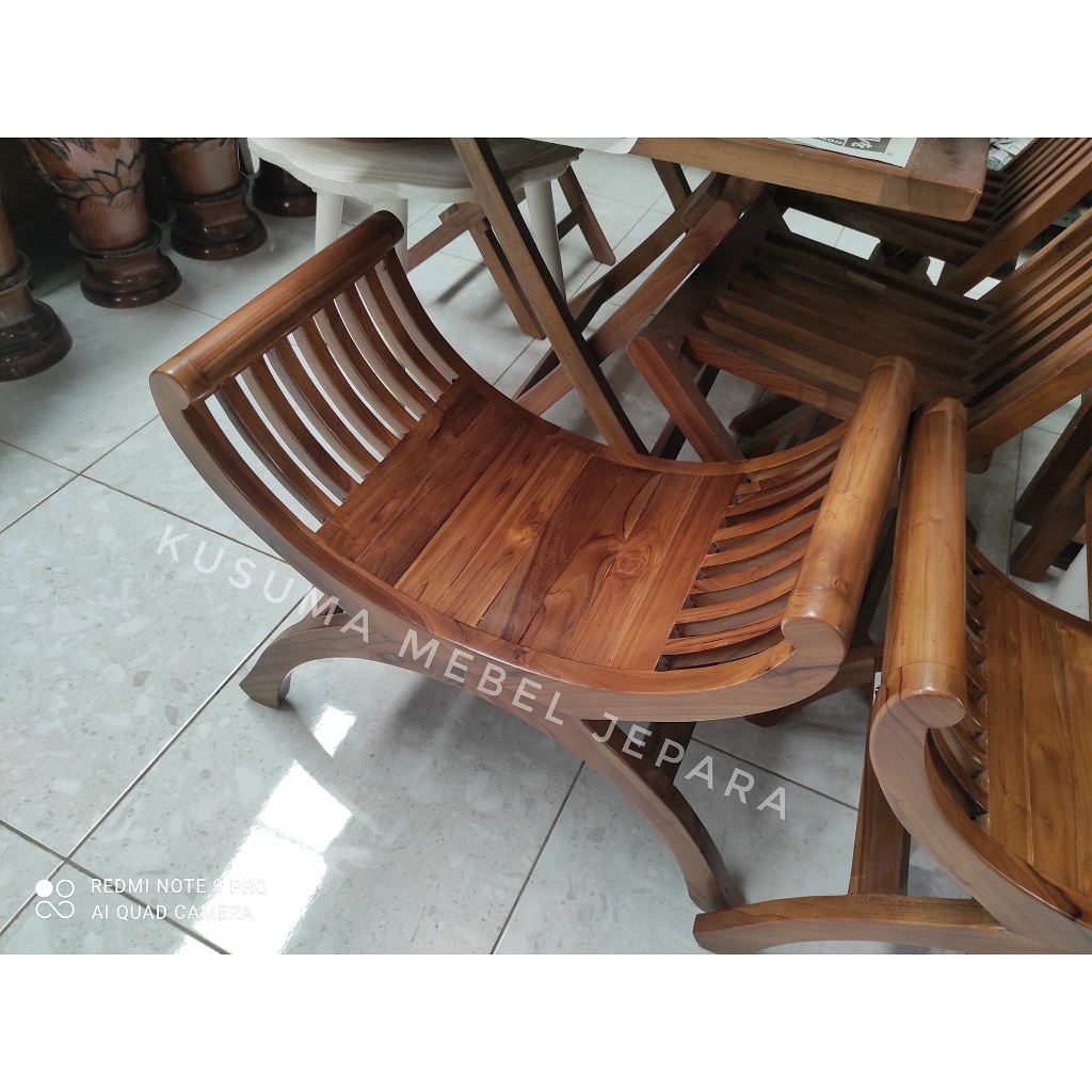 Kursi Teras Kursi Santai Betawi Model U Kayu Jati (Panjang 60cm)