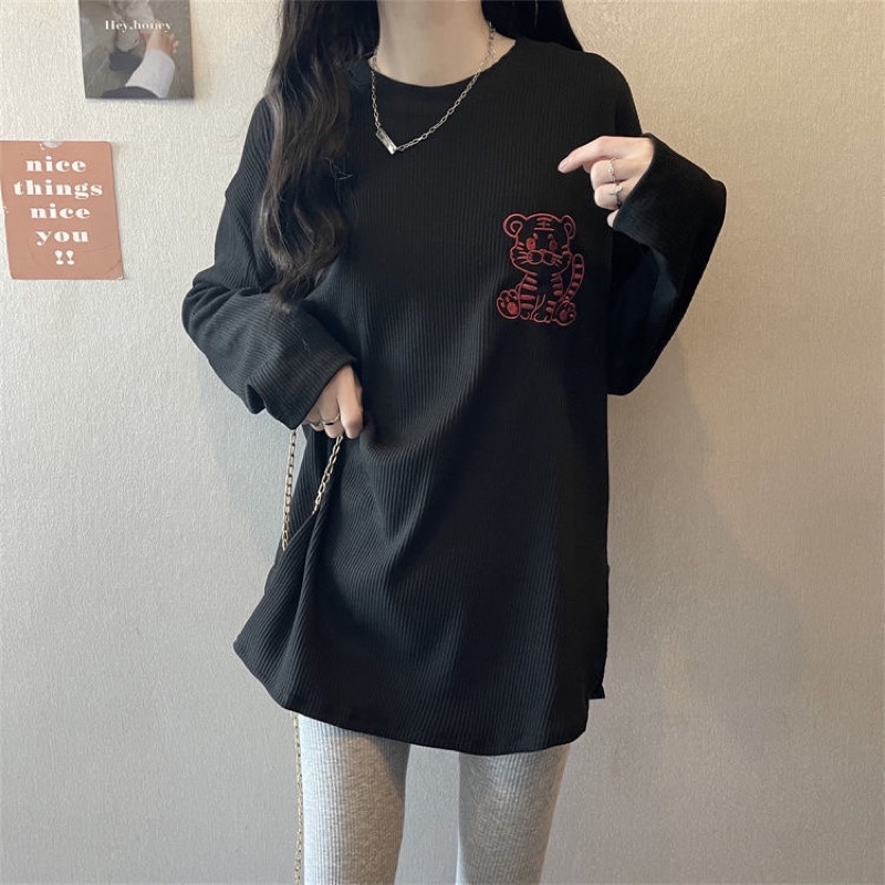 SW3 Atasan Korean lengan panjang bordir / baju oversize / kaos oblong / T shirt lengan panjang