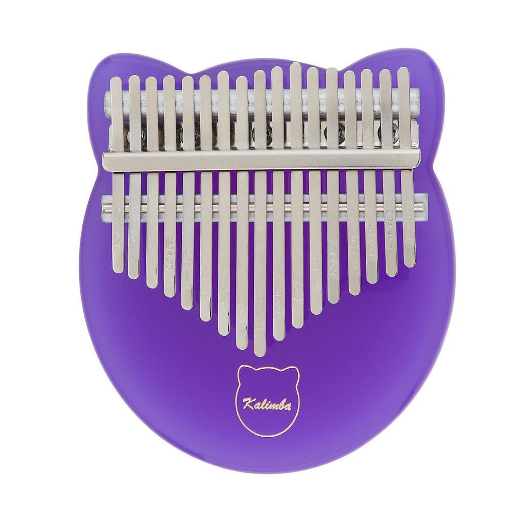 17 Key Kalimba Transparent Cat Face Shape Thumb Piano Mbira Pink Blue Purple Optional