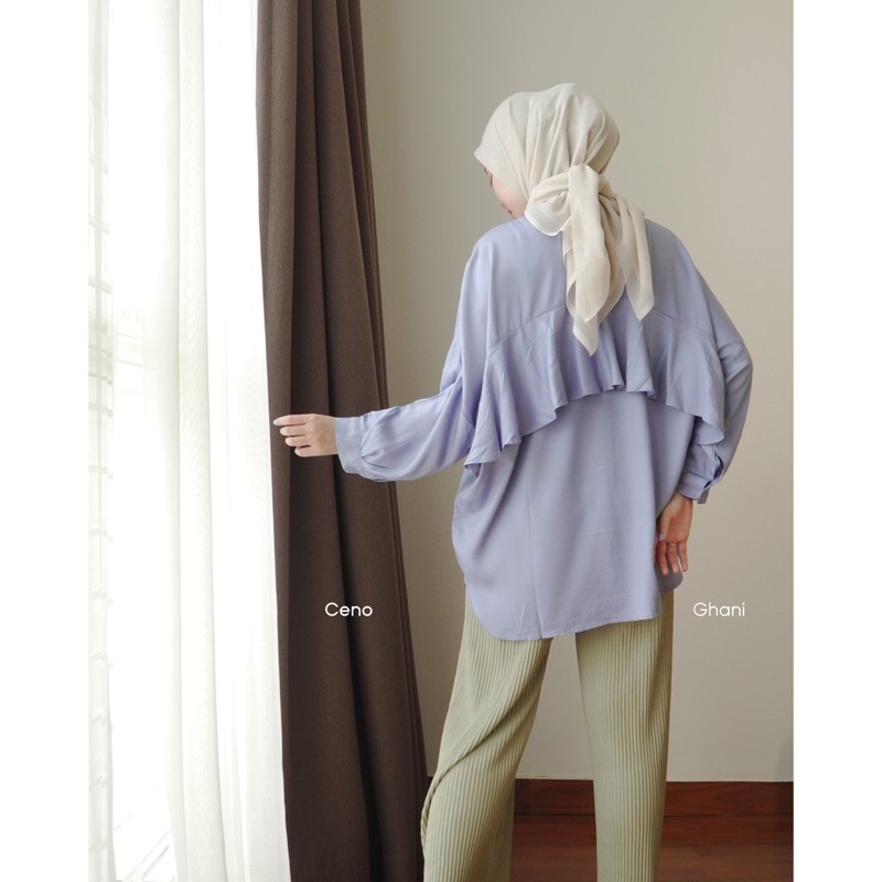 KEMEJA TUNIK TINY RUFFLE TOP SUPER JUMBO BAHAN SHAKILA