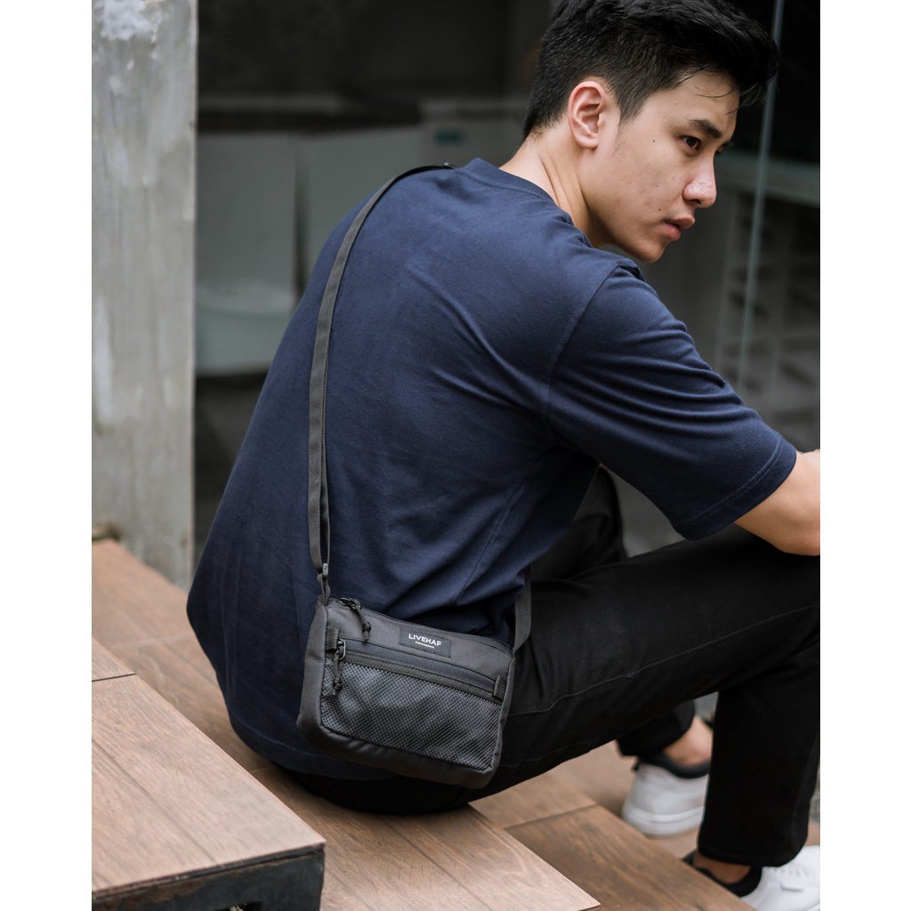 Livehaf - Net Front Sling Bag Black