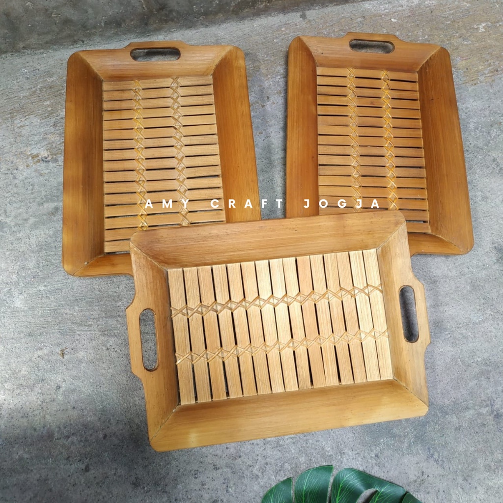 NAMPAN BAMBU M 37 x 27 cm /Baki Bambu /Baki Nampan Bambu /Alas Bambu Alas