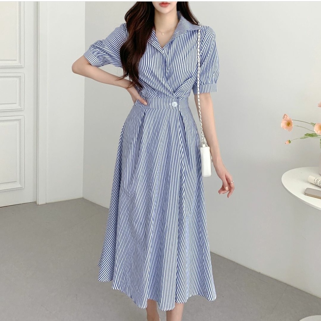 AS FASHION-COD-MIDI DRES WANITA KOREA TERBARU-DRES CASUAL-DRES NATAL