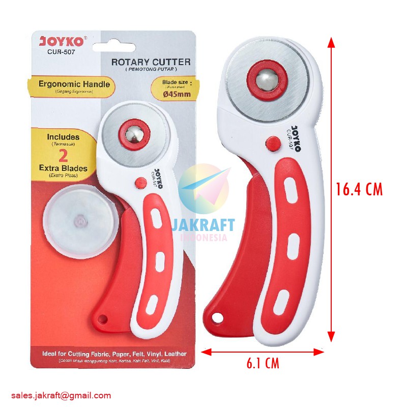 

(1 Set) Rotary Cutter Roll + Bonus Refill JOYKO CUR-507 Kain Kertas Kulit Serbaguna Auto Lock