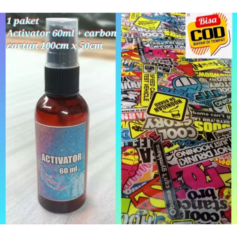 Terlaris Carbon motif kartun // WTF Motif kartun // water transfer printing cartoon dan cairan aktivator 60ML